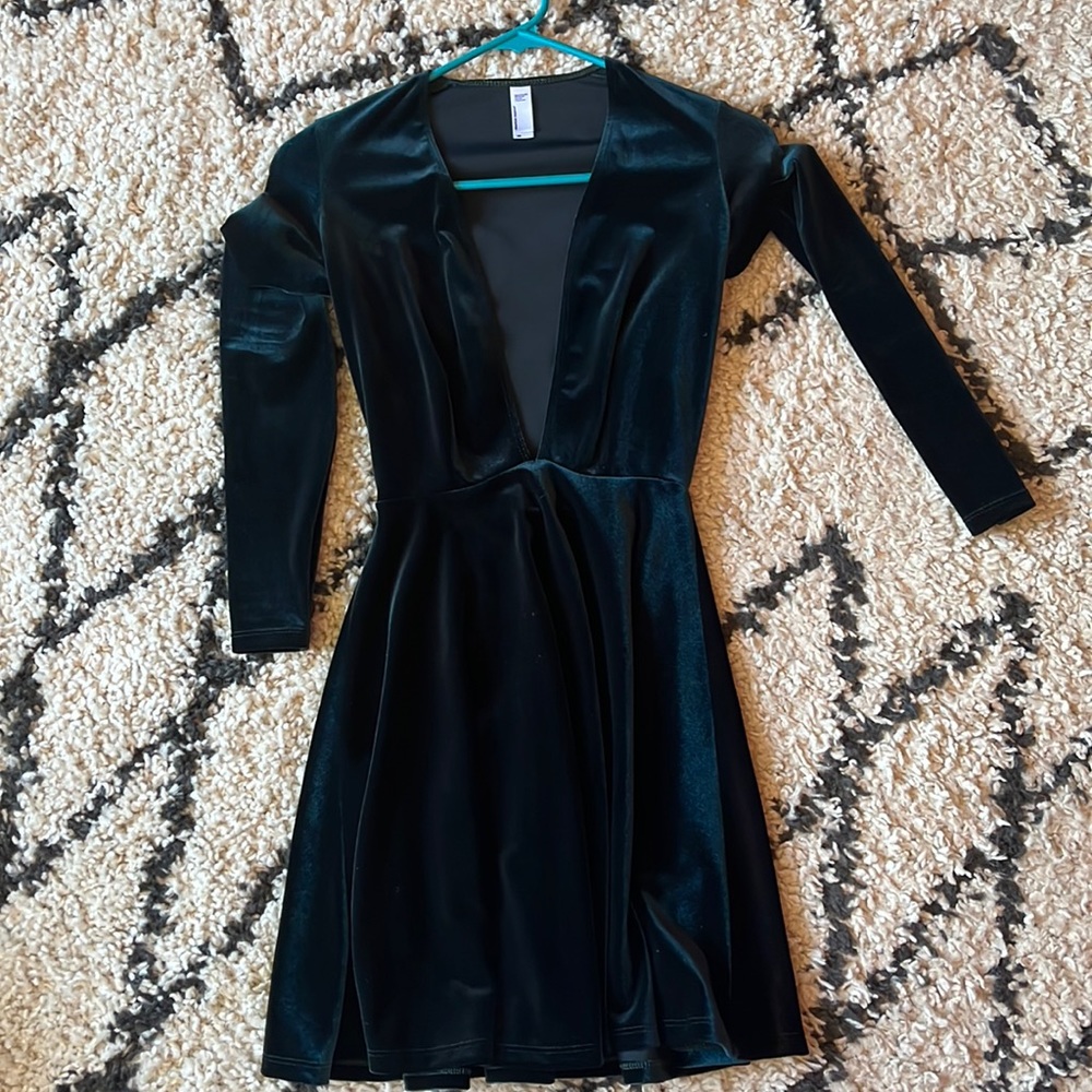 American Apperal low cut, velvet mini dress